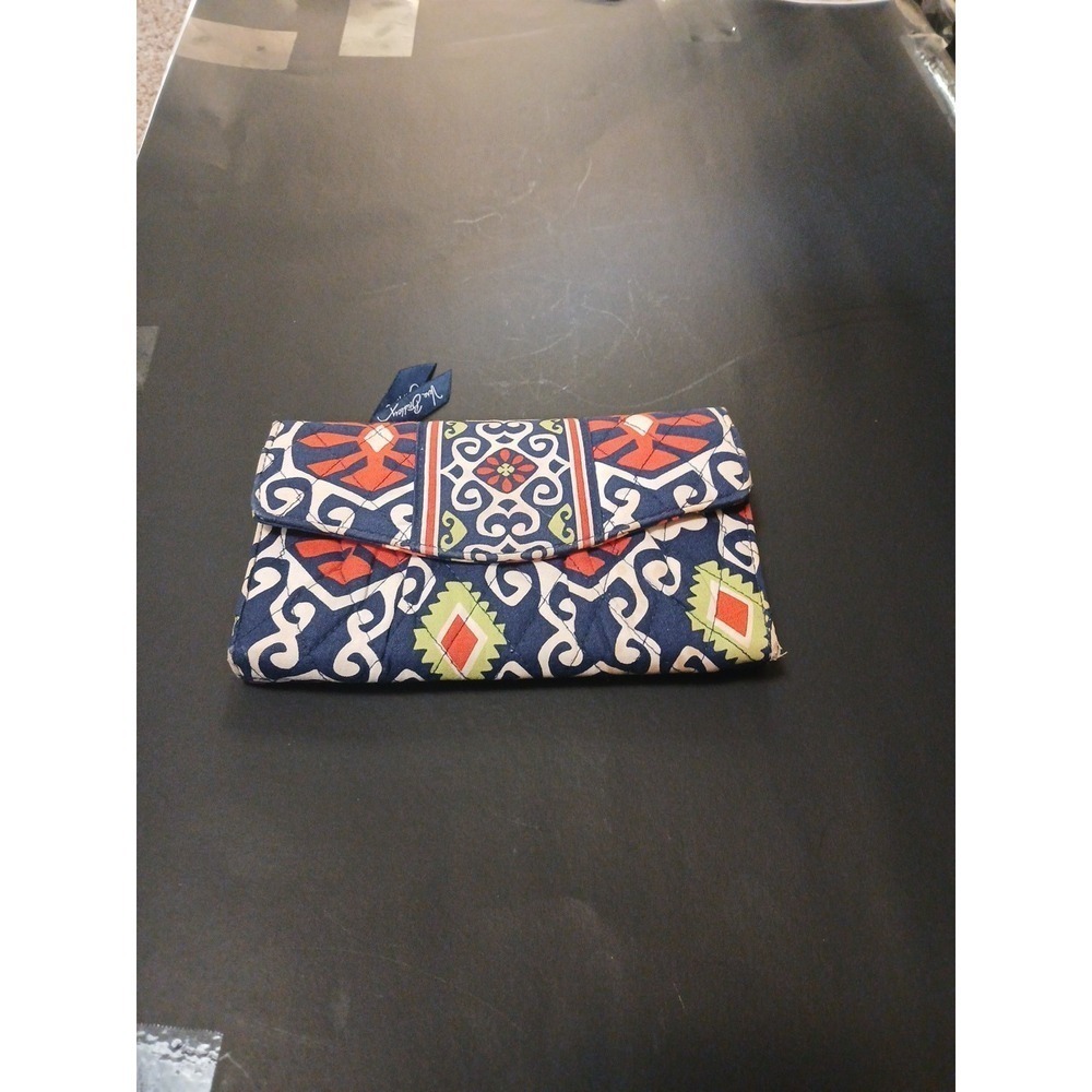 Vera Bradley Wallet Sun Valley Retired Orange Navy Cards ID Casual!! - Picture 1 of 7